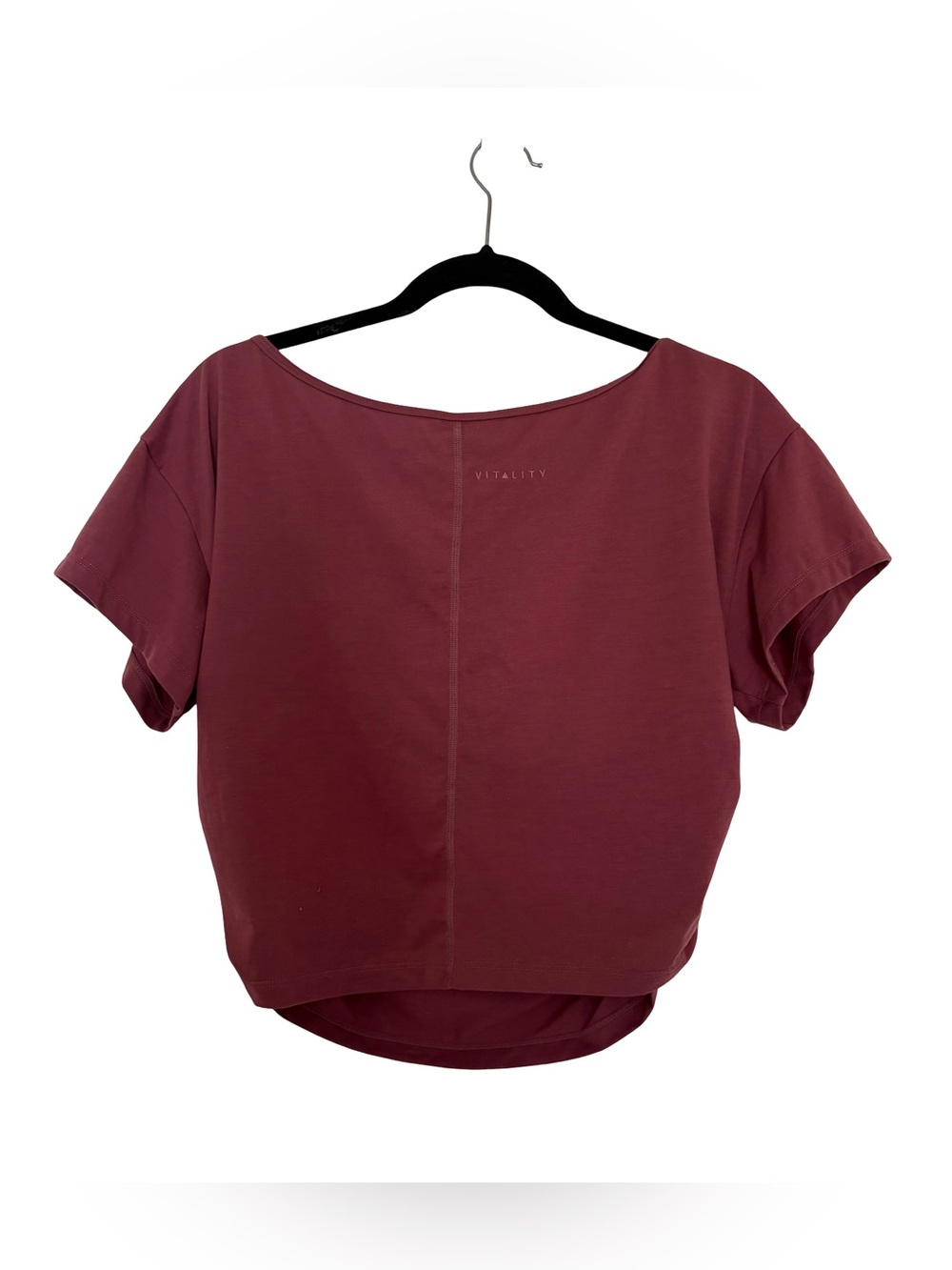 Women's Scoop Neck Ruched Tee in Burgundy - See description - Picture 2 of 4